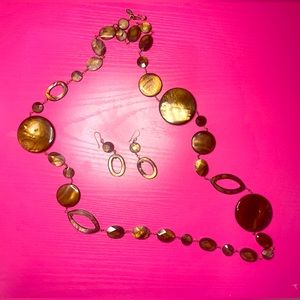 Brown Tigers Eye Necklace and Earrings